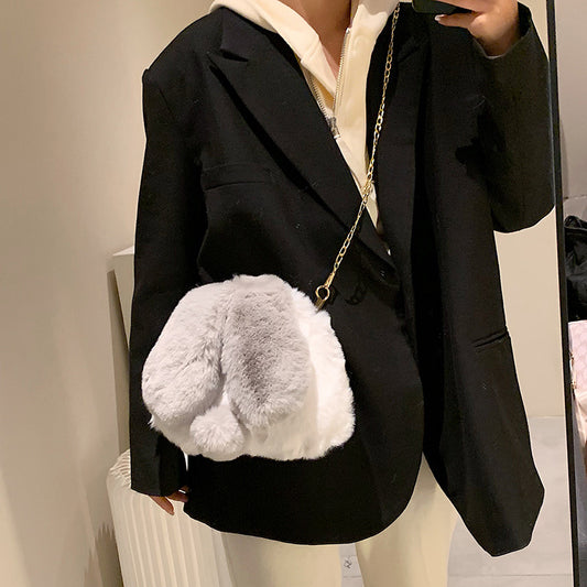 Cute Plush Ears Bunny Tail Fashion Macaron