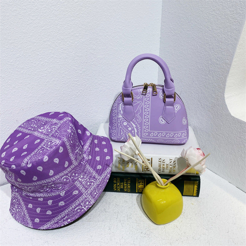 Cashew Flower Fisherman's Hat Shell Handbag Set