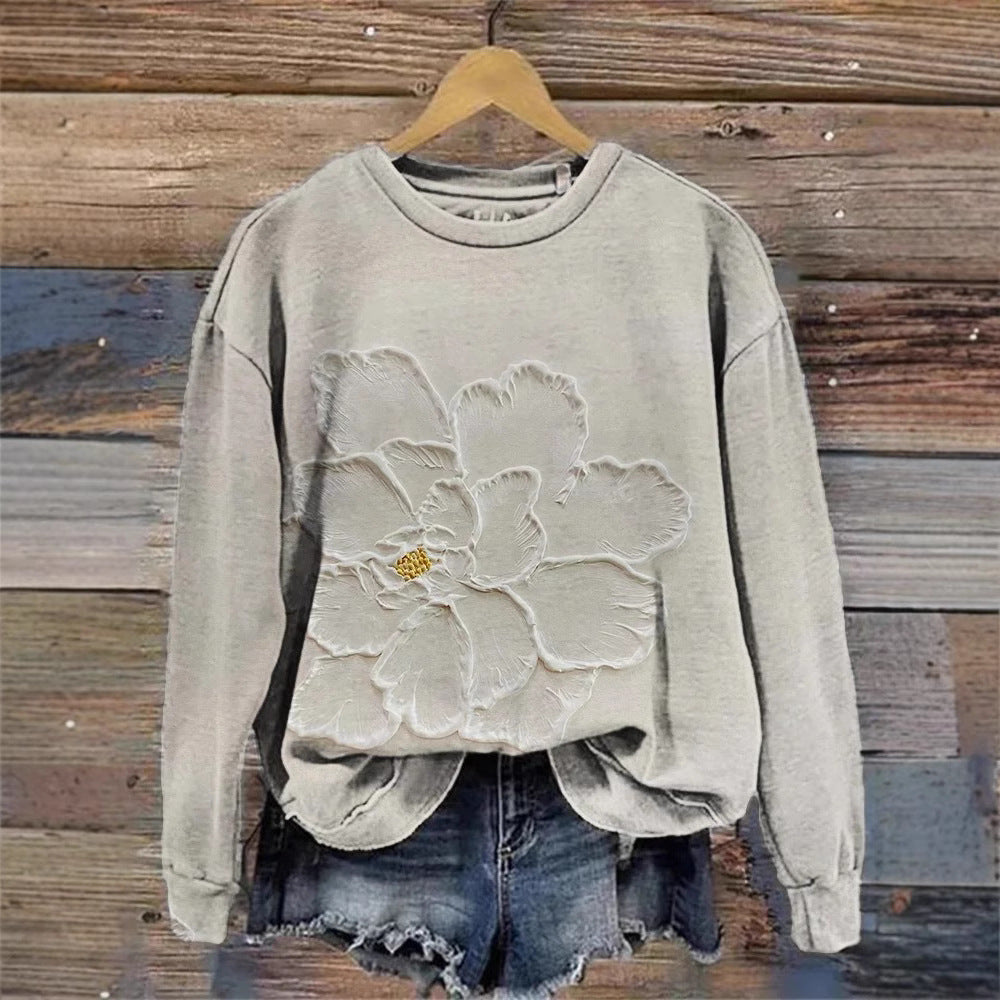 Women's Casual Fashion Printed Long-Sleeve Crew-Neck Sweatshirt