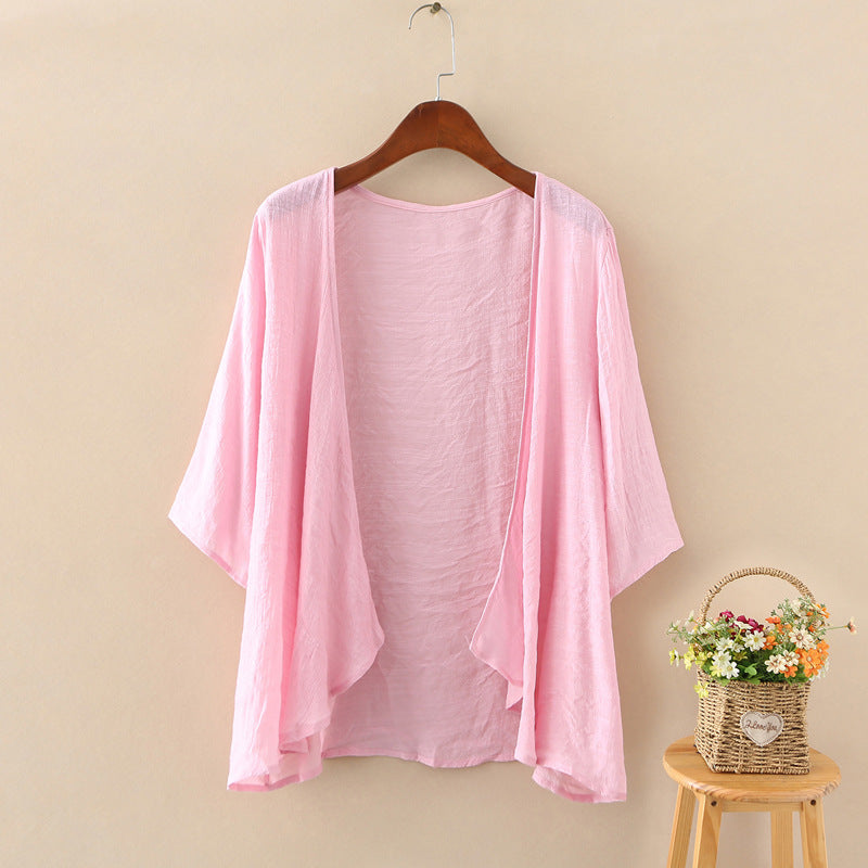 Cotton And Linen Outer Cardigan Women's Thin Shawl Summer