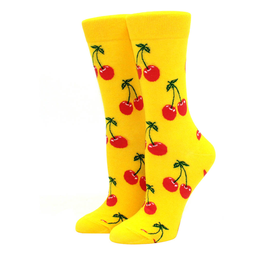 Colorful Women's Cotton Round Socks Funny Banana
