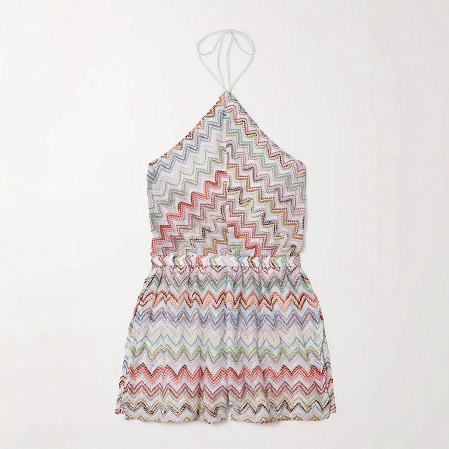 New Summer Sexy Printed Colorful Split Jumpsuit