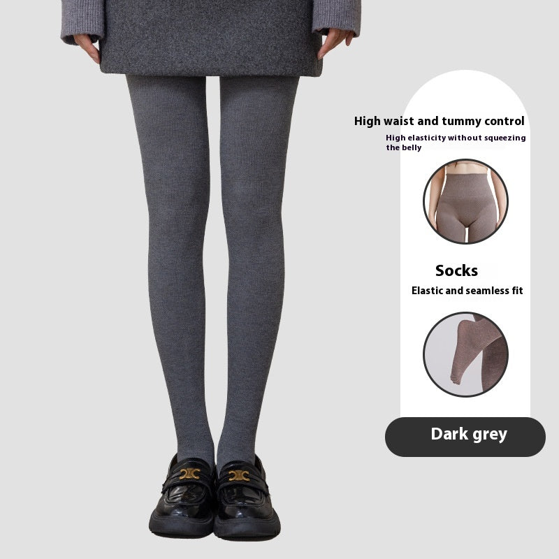 Vinter Højtaljede Leggings Med Strømpebukse-Mode Slanke Strømpebukser Varme Tynde Ben Bukser Dametøj