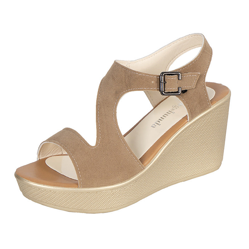 Large Size One-word Buckle Fish Mouth Sandals