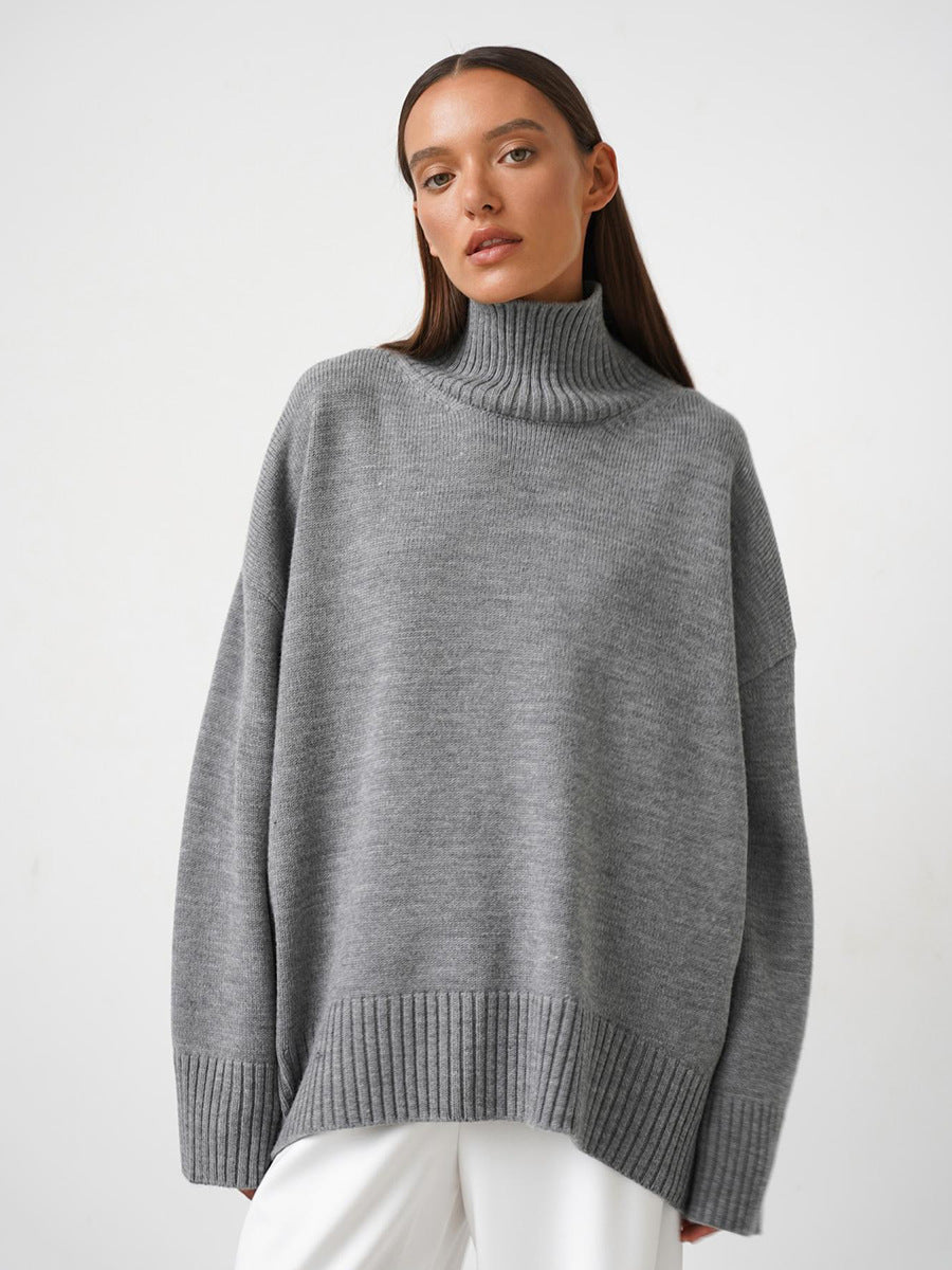 European And American Style Autumn And Winter Solid Color Turtleneck Sweater Loose