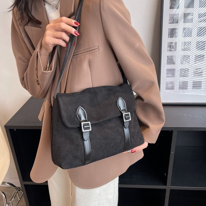 Women's Versatile Vintage Suede Patchwork Shoulder Armpit Bag