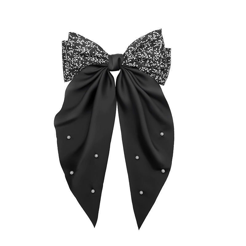 Floral Pearl Bow Headdress Big Hairpin Women