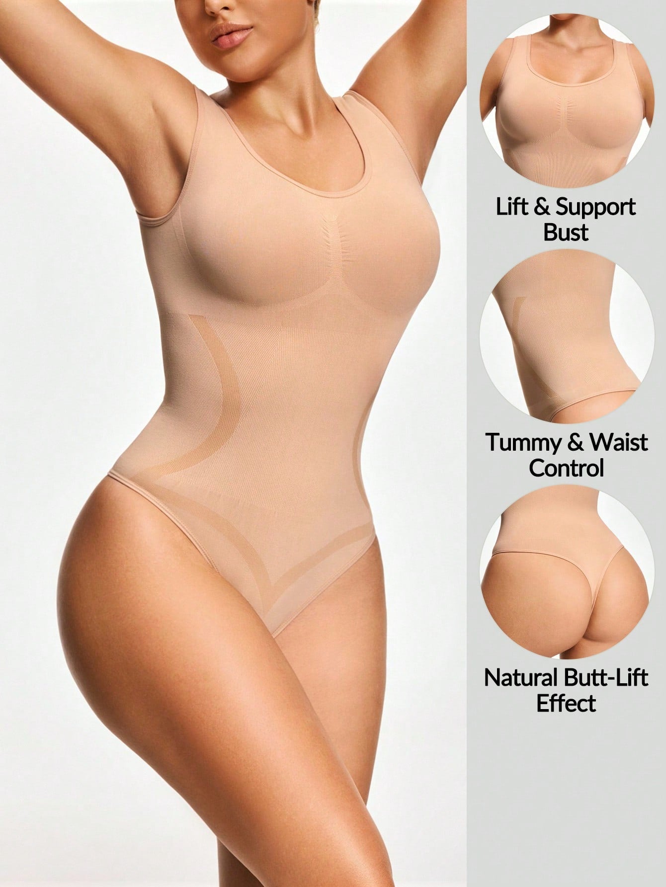 Women's Firm Control Tank Bodysuit - Bust Support & Tummy Butt Contour