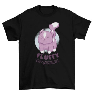 T-shirt til kvinder med sort katteprint og korte ærmer
