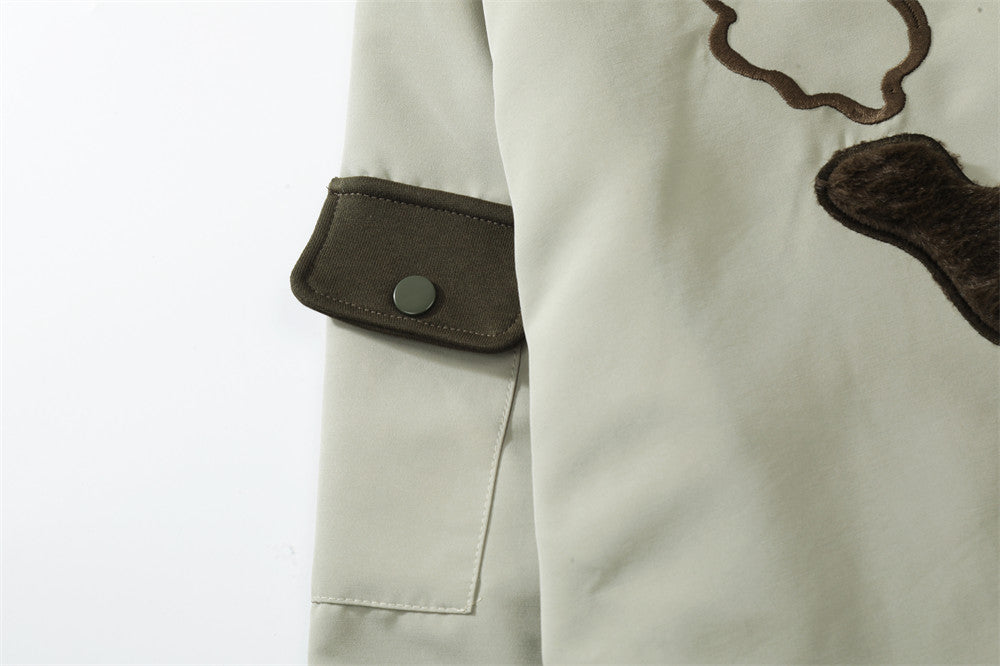 Love Embroidered Colorblock Hood Jacket