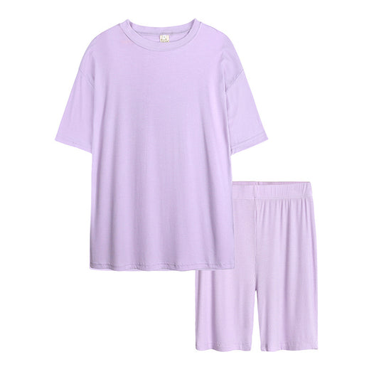 Solid Color Short-sleeved T Tights Two-piece Suit