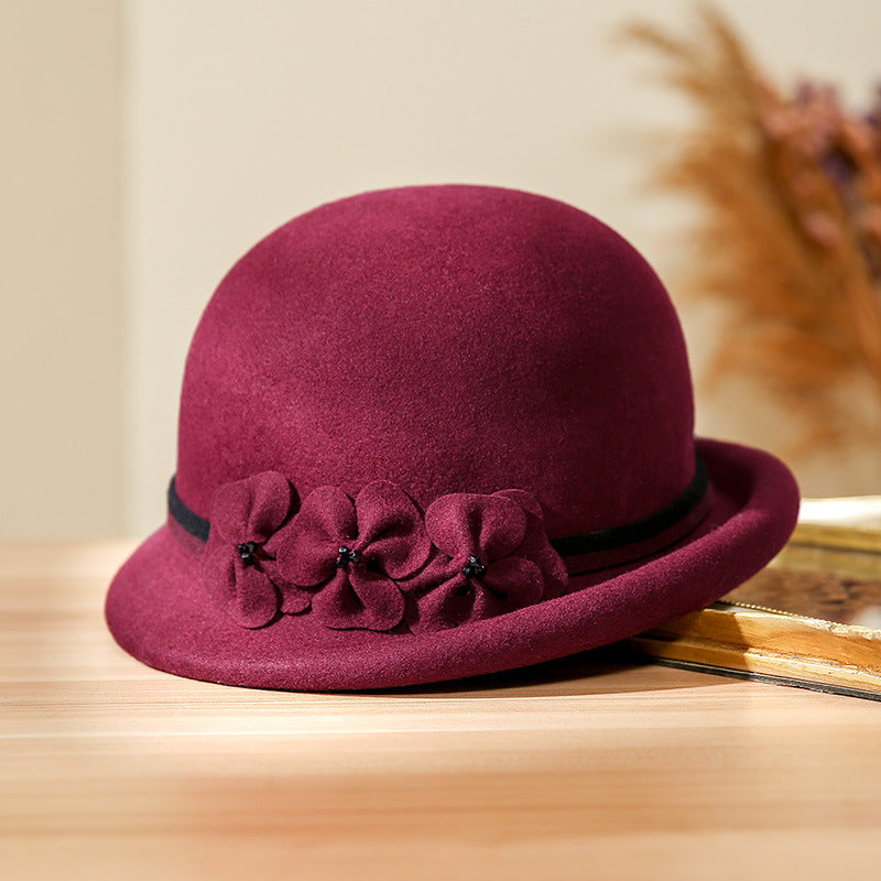 Women's All-match Woolen Elegant Flowers Beret