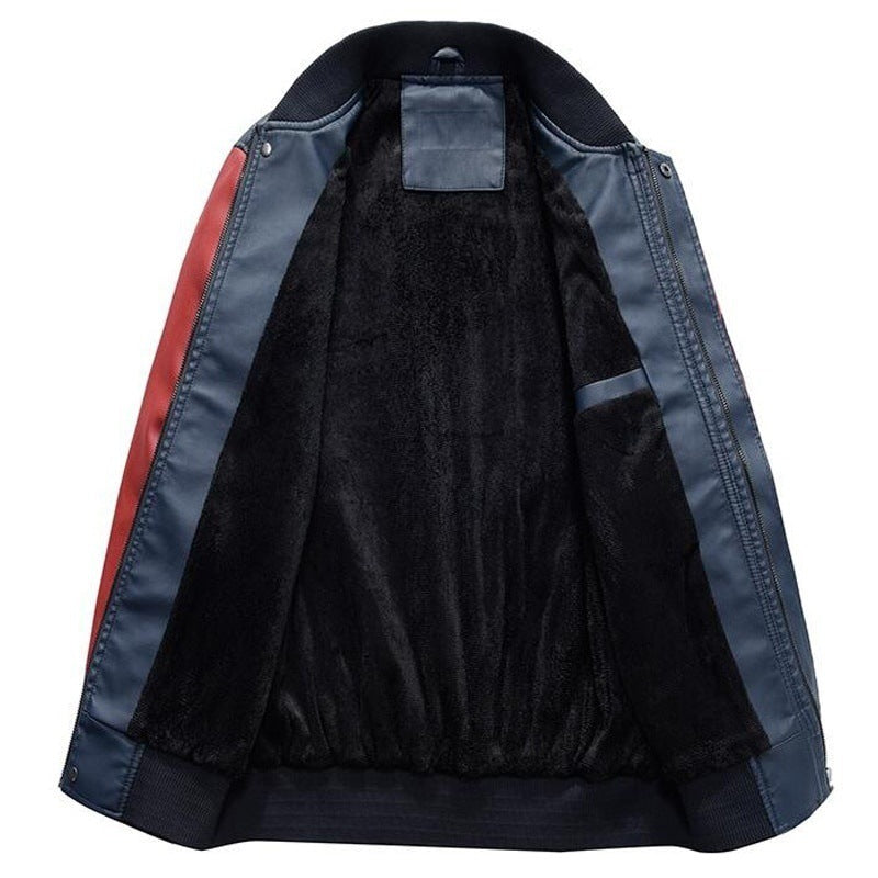 Herre Plus Fleece Cropped Læderjakke Baseballuniform