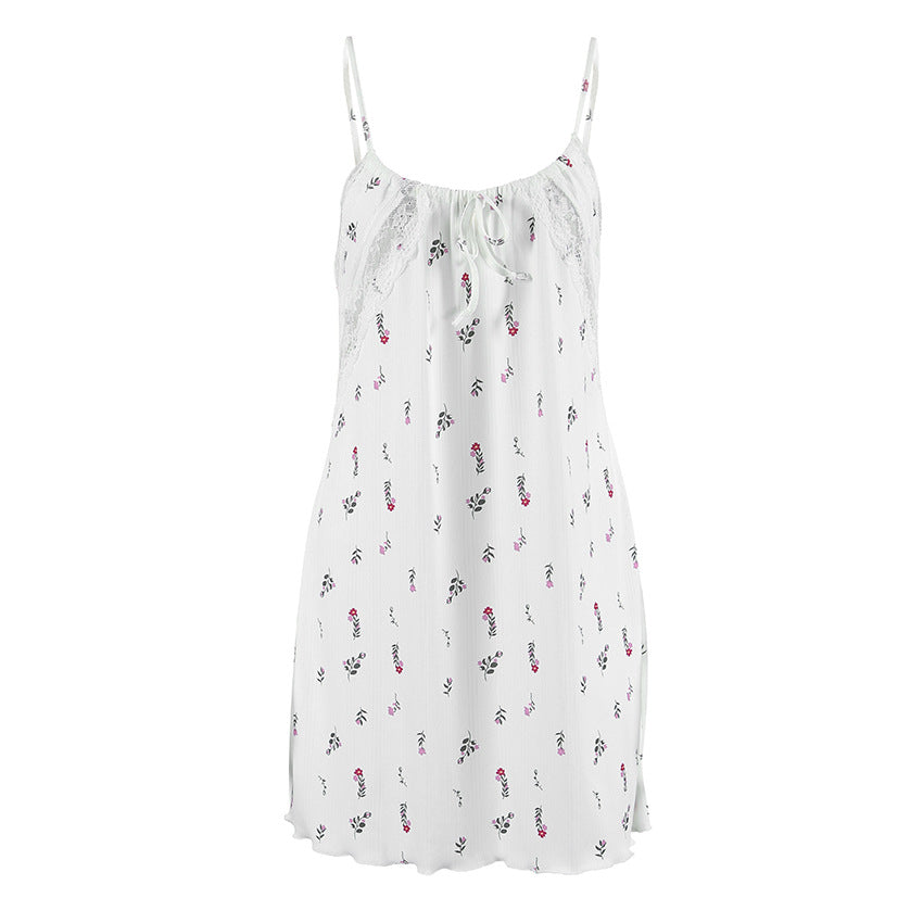 Knitted Printed Jacquard Hollow-Out Breathable Comfortable Camisole Dress