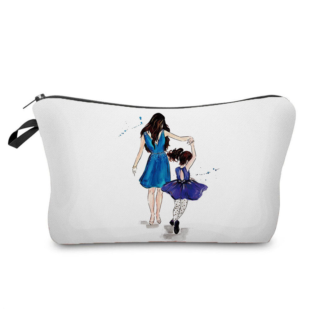 Mother And Daughter Printed Cosmetic Bag Storage And Portable