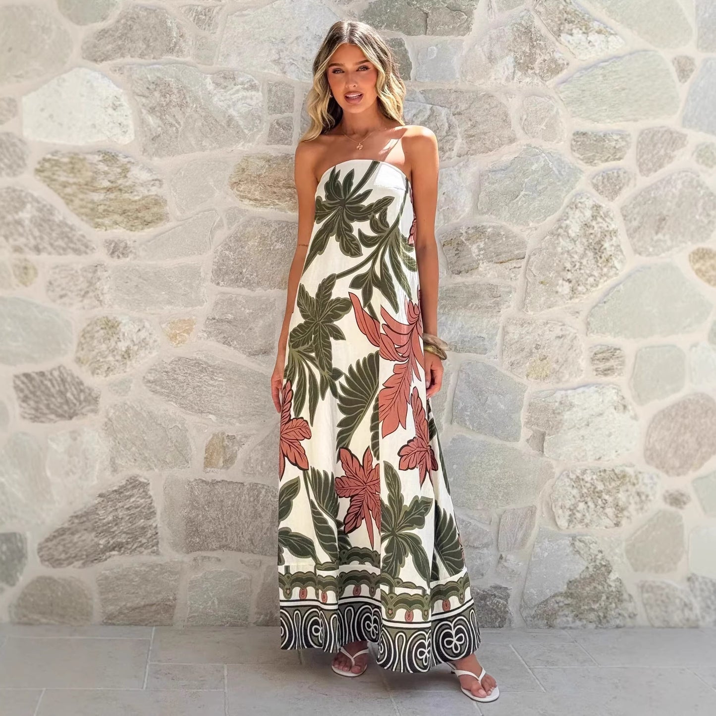 Summer New Arrival Printed Tube Dress