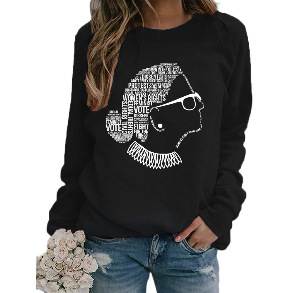 Justice Monogram Print Crew Neck Long Sleeve Sweatshirt