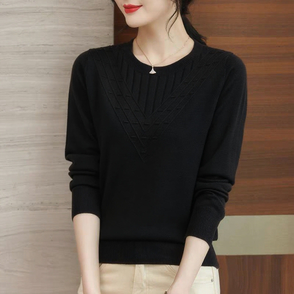 Autumn New Long Sleeve Sweater Round Neck Knitted Base Shirt