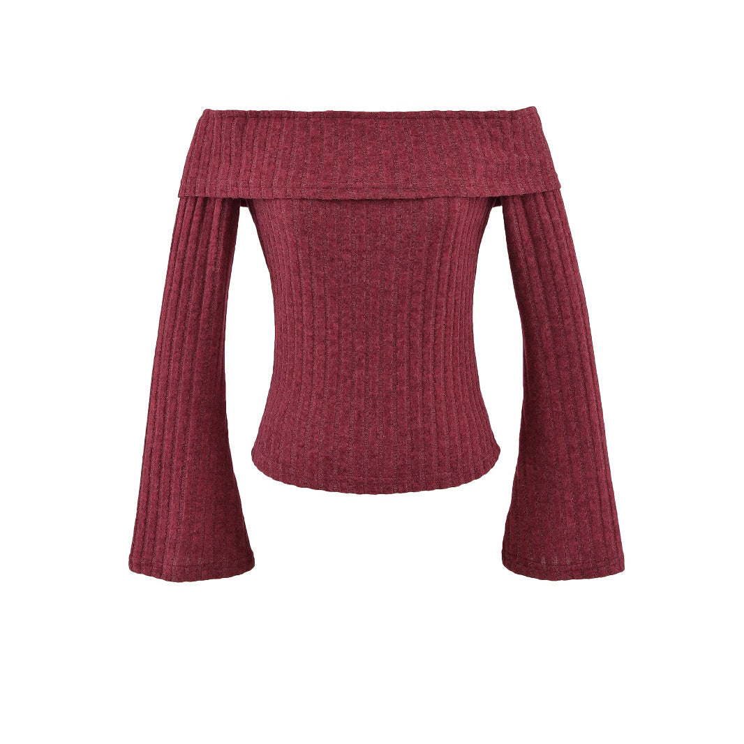 Idle Style Off-the-shoulder Slim Pullover T-shirt