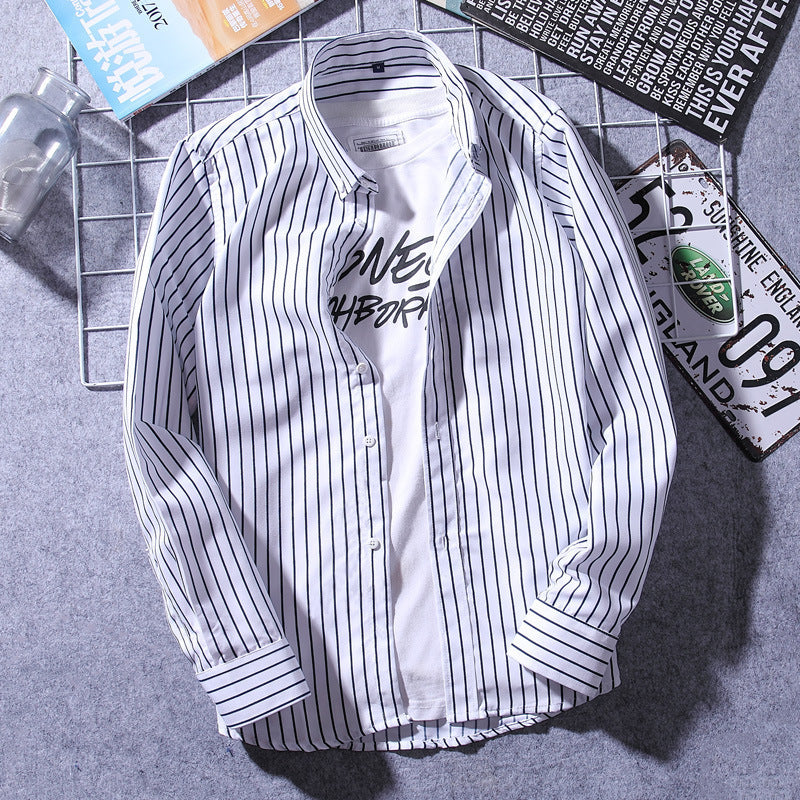 Men's Fashionable Slim-Fit Casual Striped Shirt