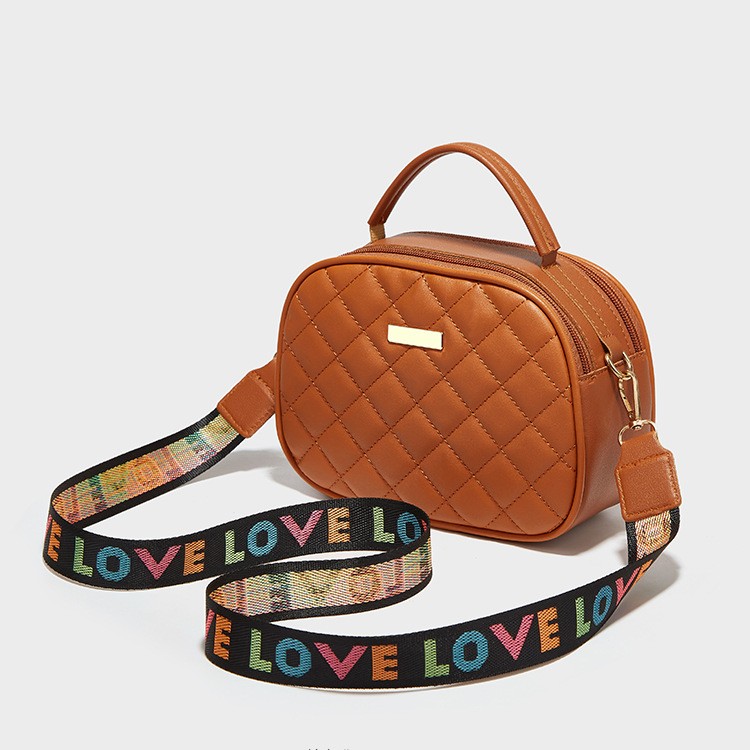 New Rhombus Embroidery Double Zipper Handbag Crossbody