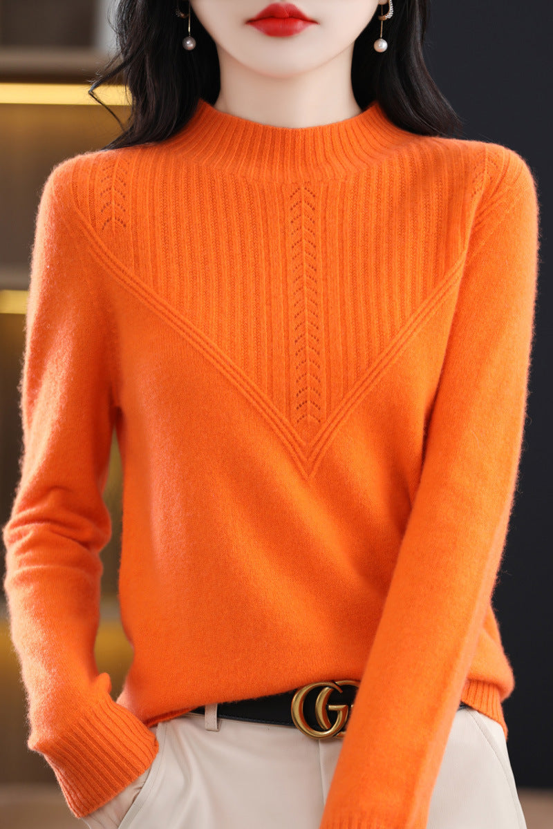 Front Line Færdiglavet Tøj Uld Halv Turtleneck Udhulet Sweater Underdel Top