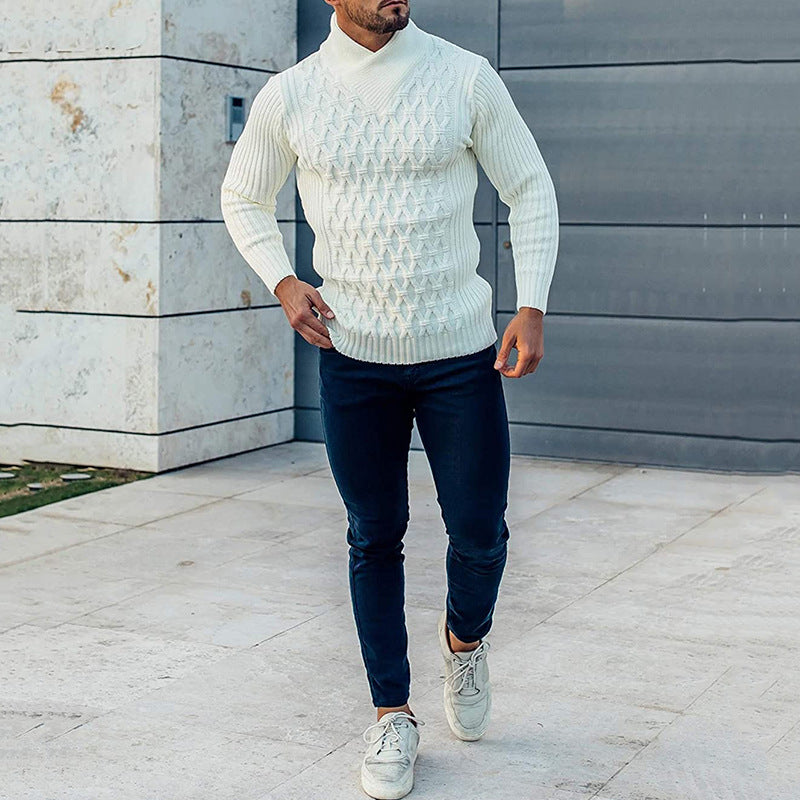 Sweater Men's Solid Color Long-sleeved Sweater Code