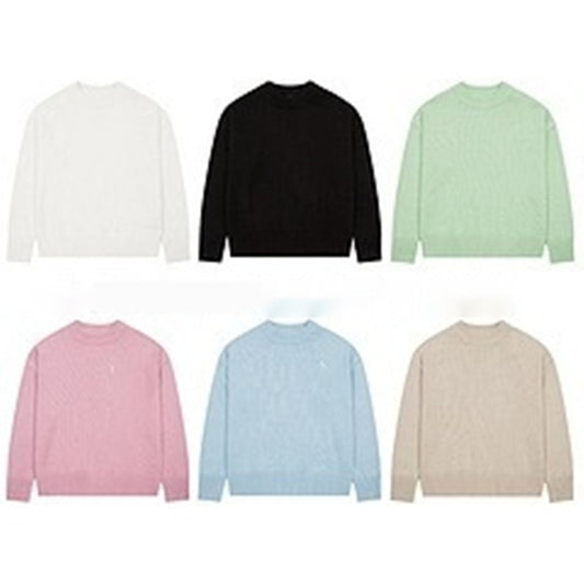 Spring And Autumn New Big Love Embroidered Crew Neck Cotton Sweater