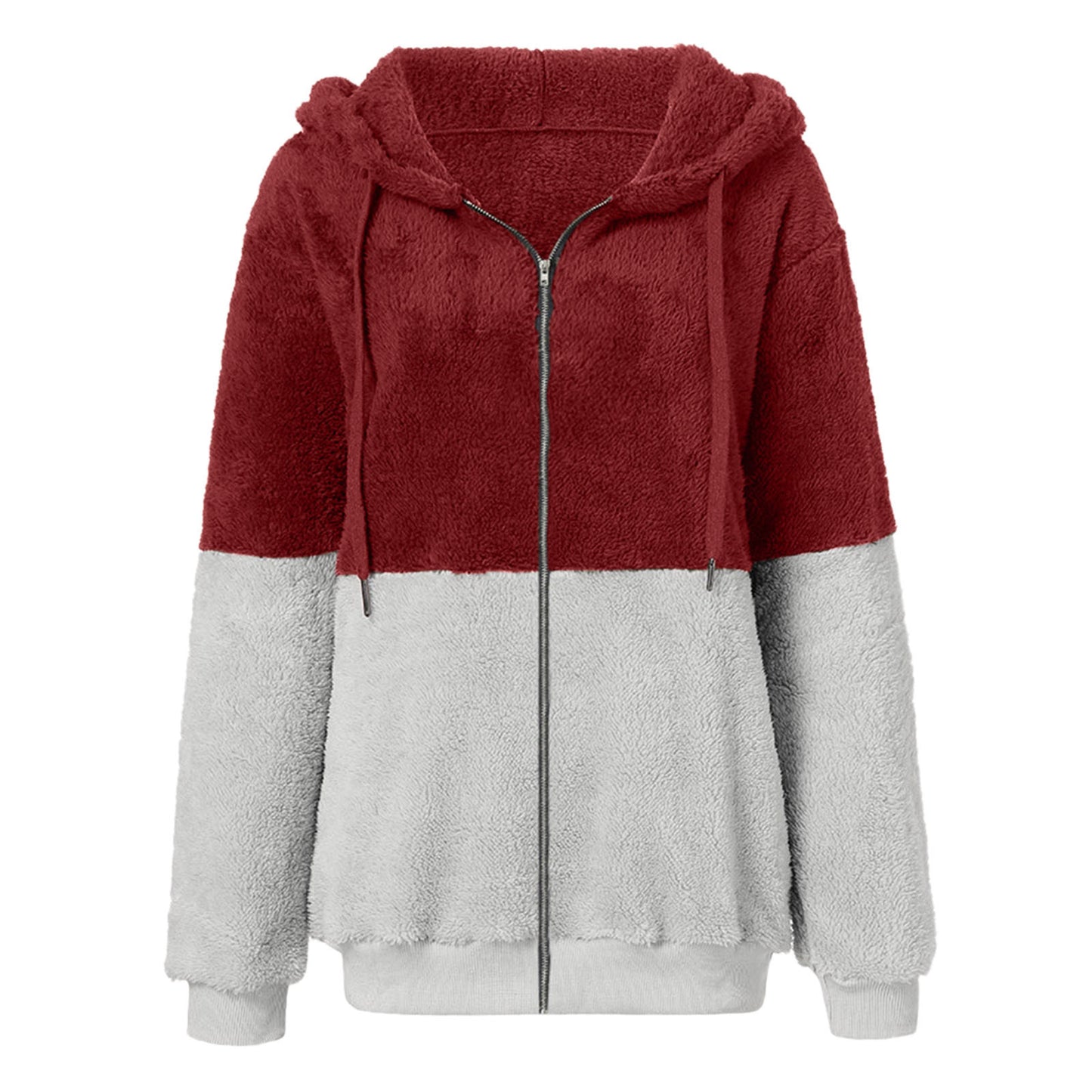 Europæisk og amerikansk langærmet lynlås hættetrøje farvet dame-sweaterjakke
