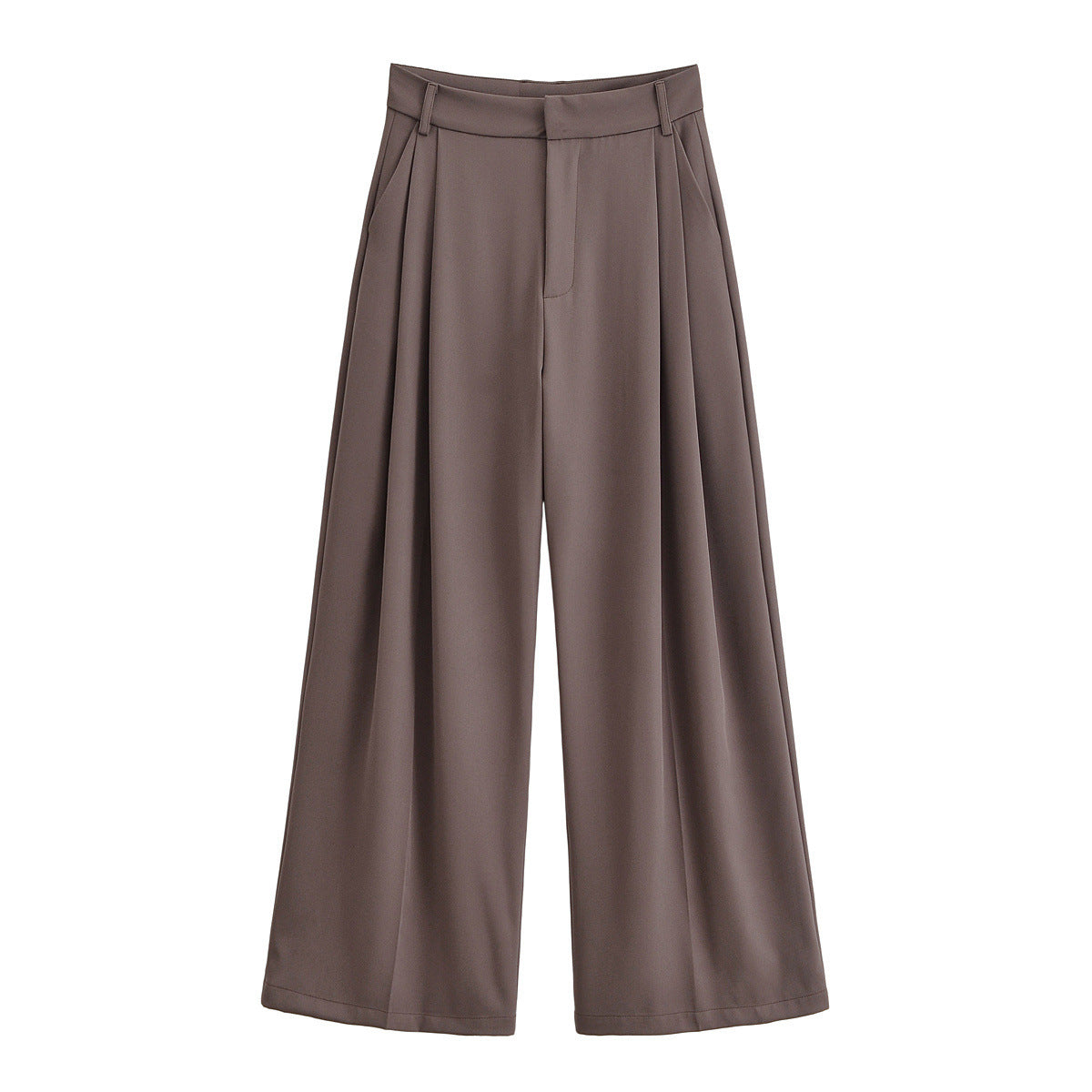 Fashionable Temperamental All-match Daily Flip Double Pleated Wide Leg Pants