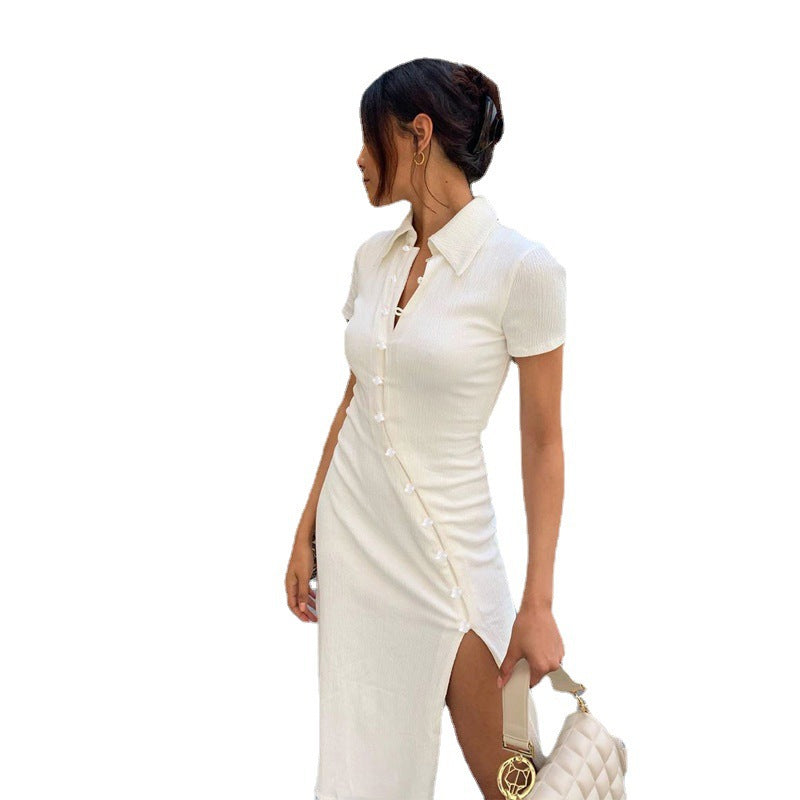 Womens Sexy Dress With Buttoned Slit On The Side