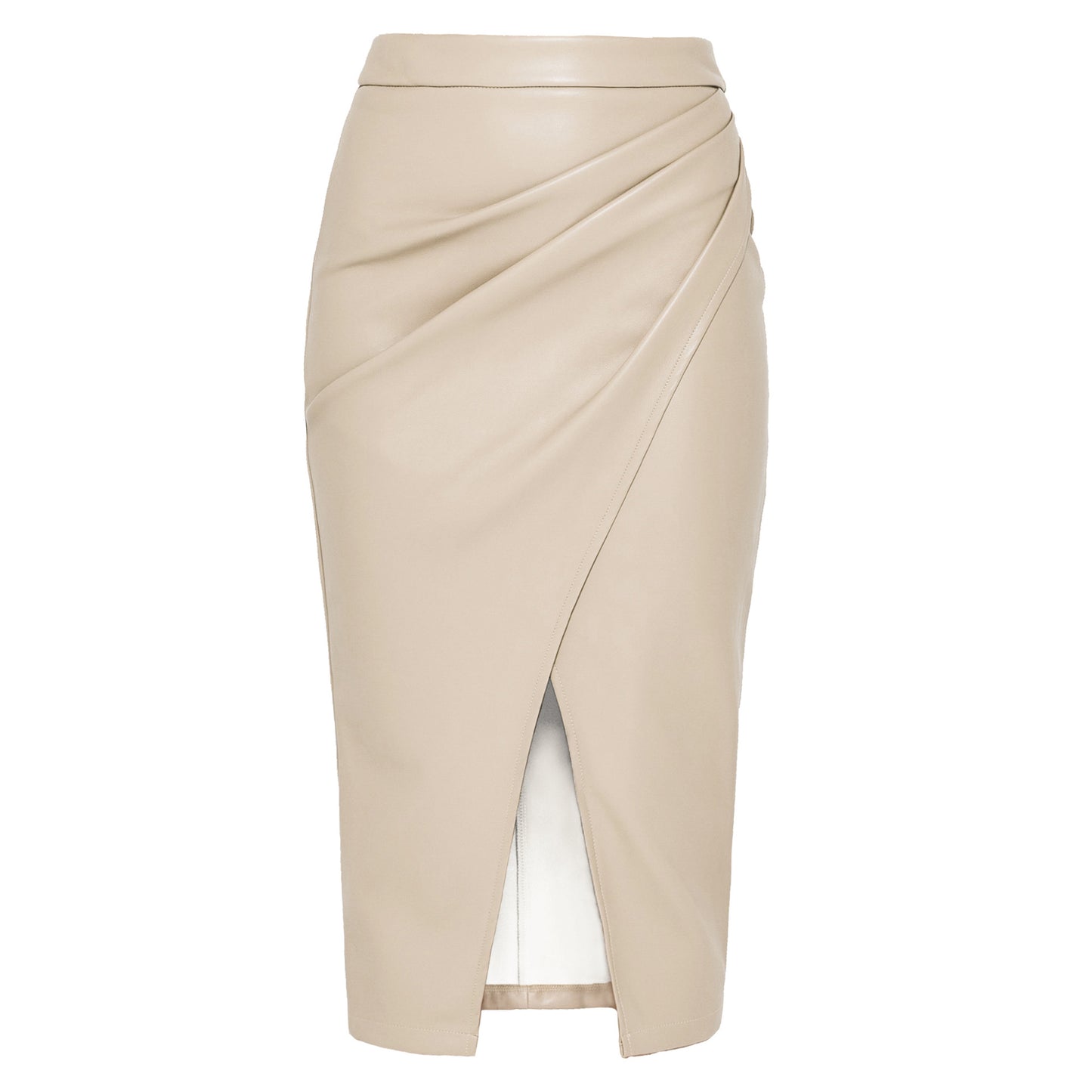 Women's High Waist Zipper Heap Pleated Leather Skirt