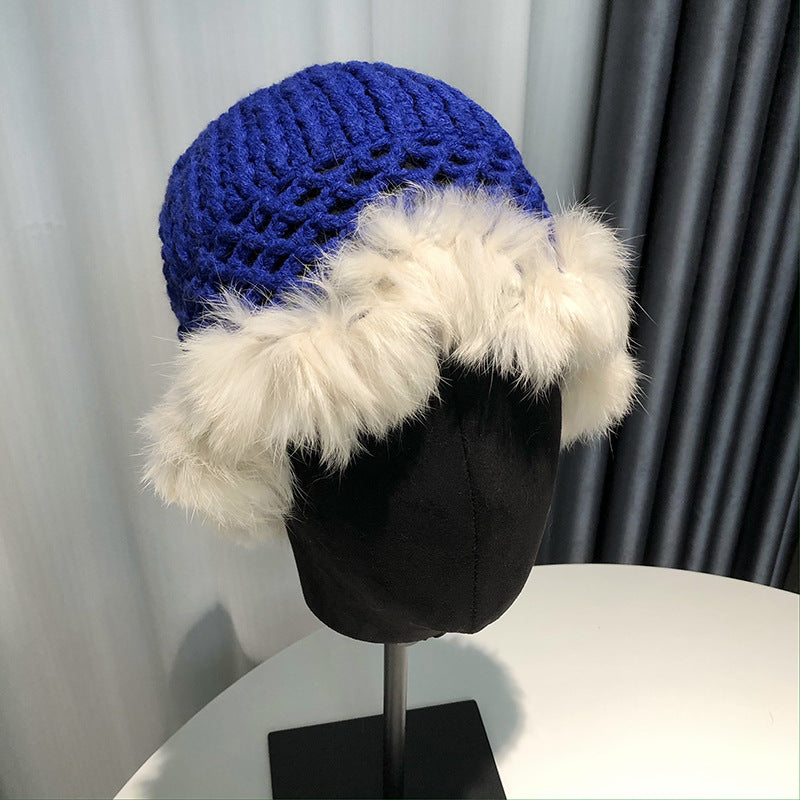 Women's Hollow Knitted Fisherman Rabbit Fur Hat