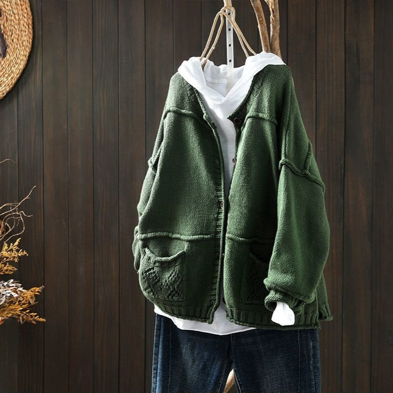 Women's Vintage Distressed Stitching Knitted Sweater