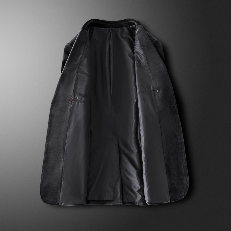 Mænds Unge og Midaldrende Slim-fit Revers Fløjlsjakke