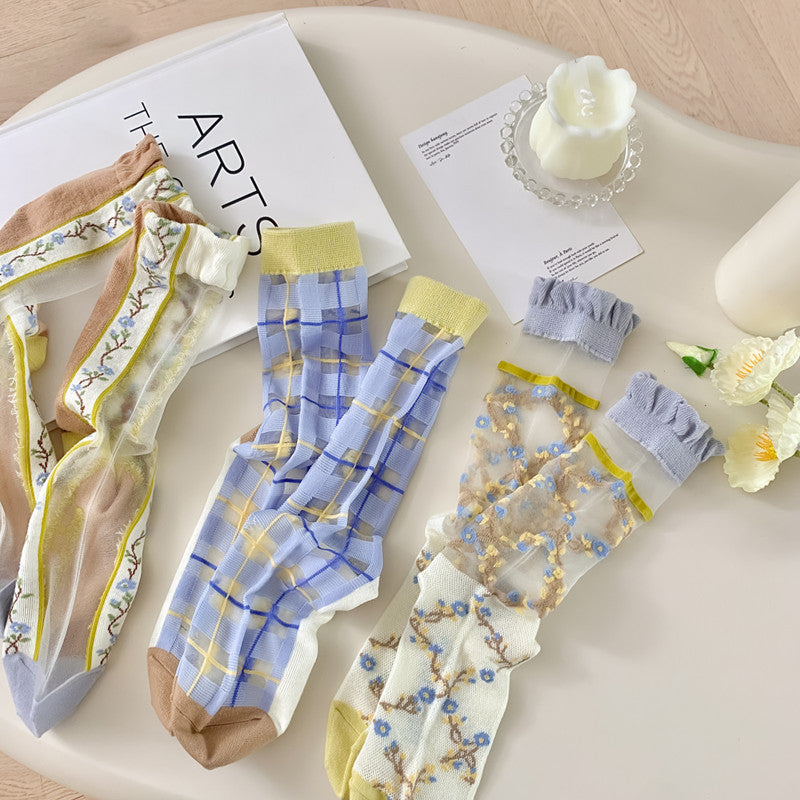 Retro Haze Blue Long Socks