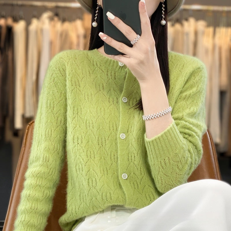 Slimming Round Neck Sweater Coat Women's Top