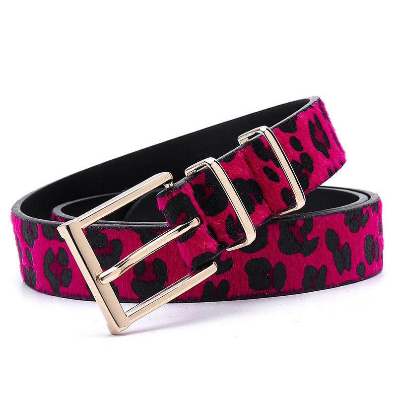 Female Ornament Creative Style Leopard Print Horse Hair Women's Belt