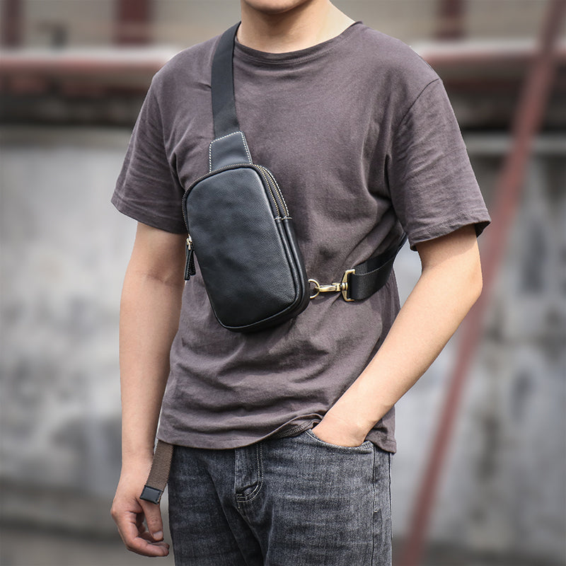 Men's Fashionable And Versatile Leather Chest Bag
