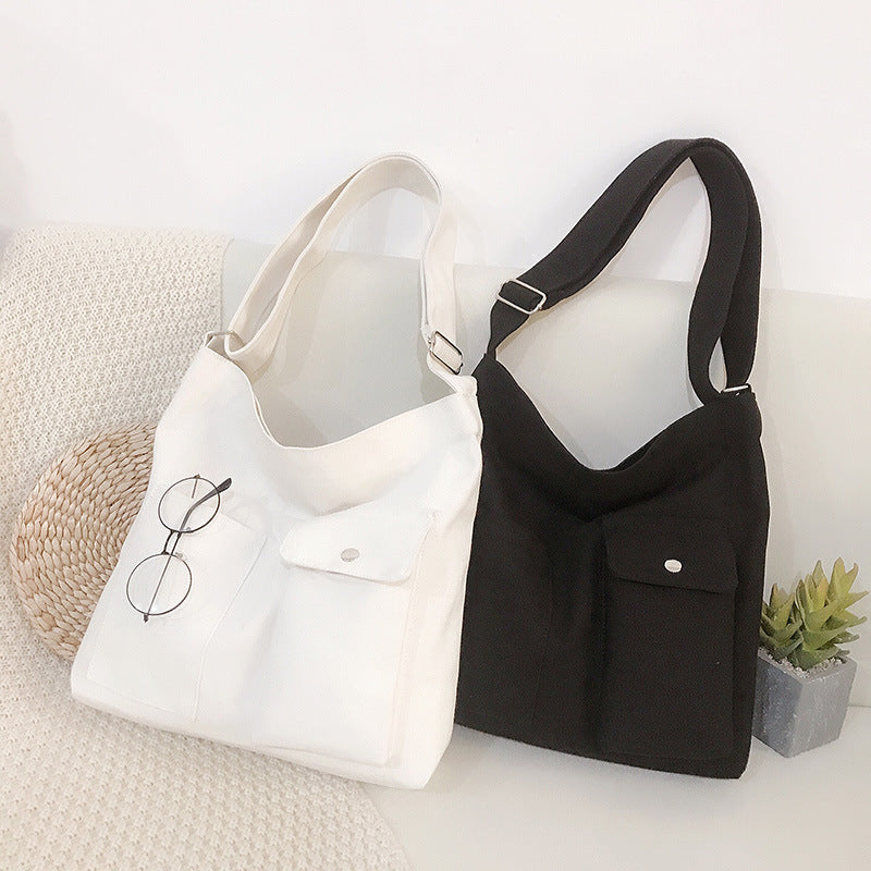 Women's Cross-body Canvas Artistic Solid Color One Shoulder Simple Casual Student Bag