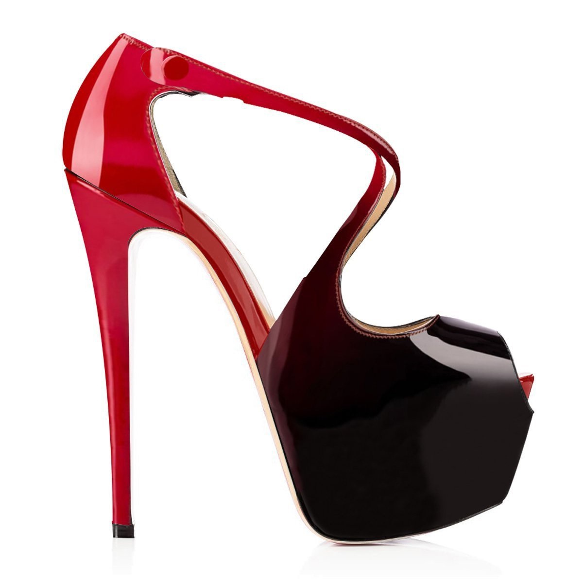 Kighulssko med farvematch og krydsrem, højhælede damesko