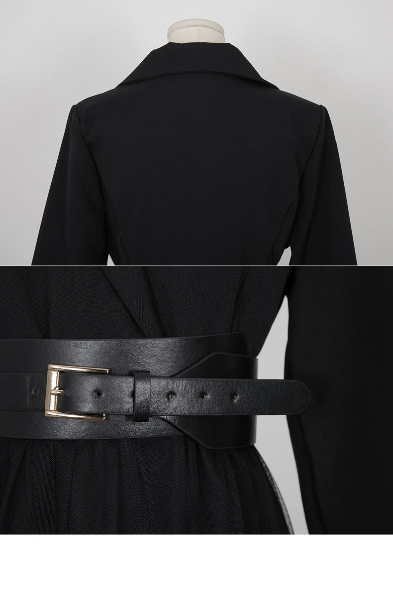 Fashionable Stitching A-line Mesh Dress