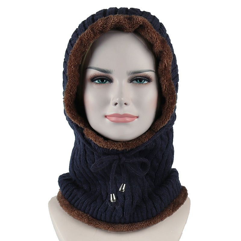 Women's Plus Velvet Knitted One-piece Woolen Hat
