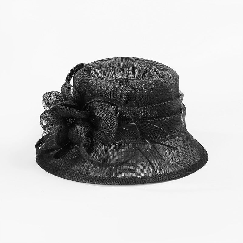 Fashionable Women's Elegant Flower Hemp Yarn Top Hat