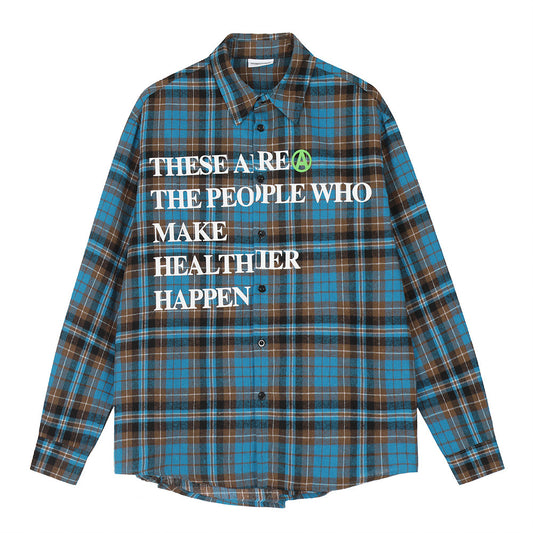 American Retro Plaid Shirt Coat Spring And Autumn Loose