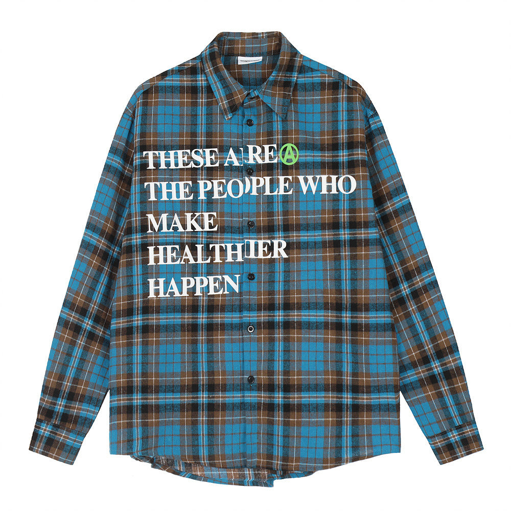 American Retro Plaid Shirt Coat Spring And Autumn Loose