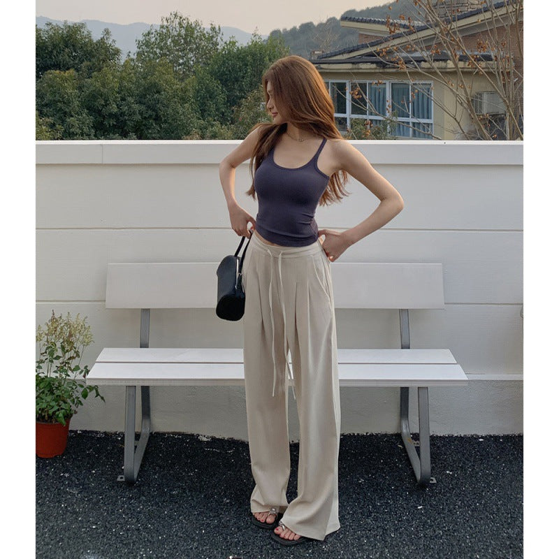 High Waist Wide Leg Pants Women's Thin Draped Pants