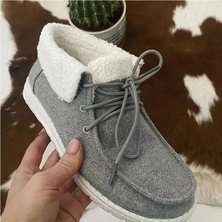 Round Toe Grey Even Size Everyday Solid Colour Spot Cotton Shoes