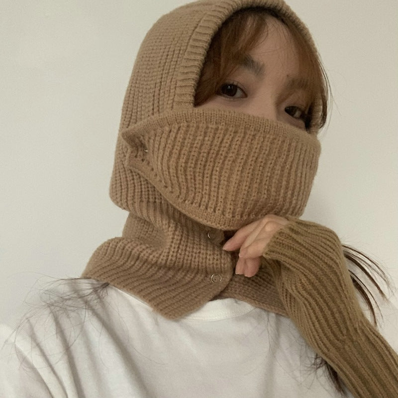 Solid Warm Knitting Wool Mask Hat