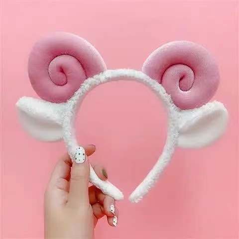 Hoop Cute Plush Sheep Horn Headdress Sweet Lady